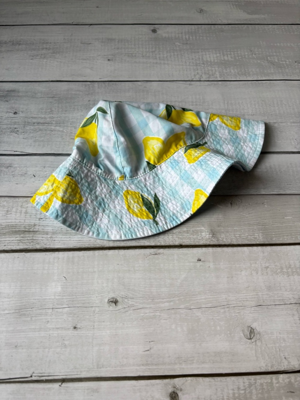 Carter's Lemon Print Sun Hat - Light Blue & Yellow